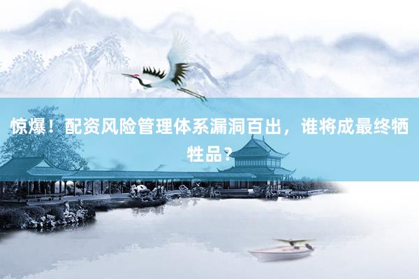 惊爆！配资风险管理体系漏洞百出，谁将成最终牺牲品？