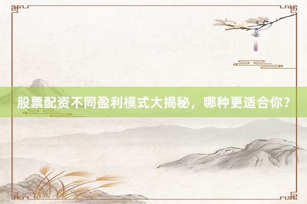 股票配资不同盈利模式大揭秘，哪种更适合你？
