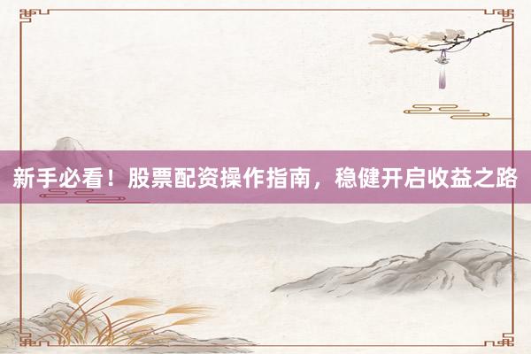 新手必看！股票配资操作指南，稳健开启收益之路