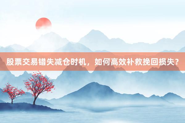 股票交易错失减仓时机，如何高效补救挽回损失？