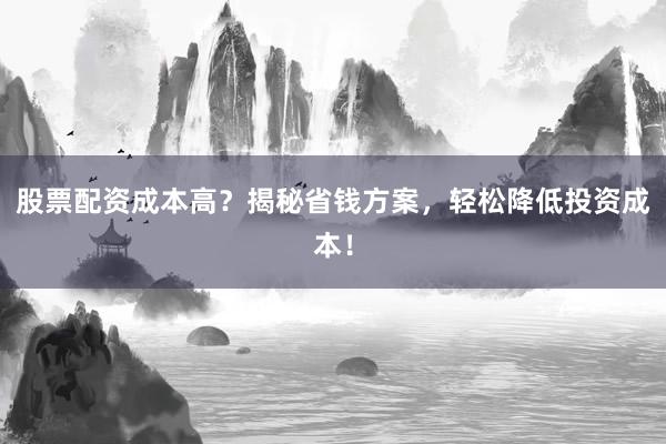 股票配资成本高？揭秘省钱方案，轻松降低投资成本！
