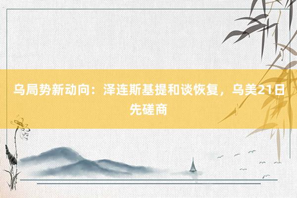 乌局势新动向：泽连斯基提和谈恢复，乌美21日先磋商