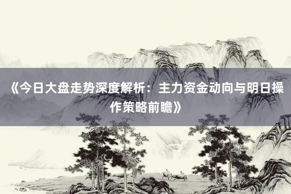 《今日大盘走势深度解析：主力资金动向与明日操作策略前瞻》