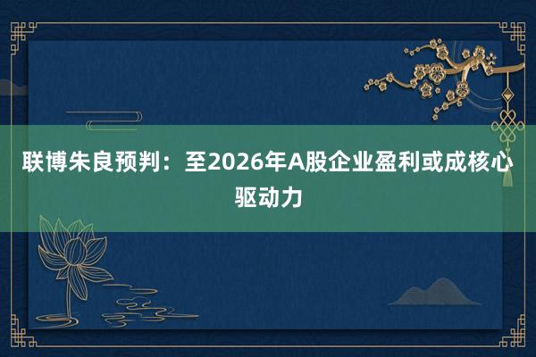 联博朱良预判：至2026年A股企业盈利或成核心驱动力