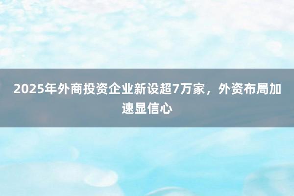 2025年外商投资企业新设超7万家，外资布局加速显信心